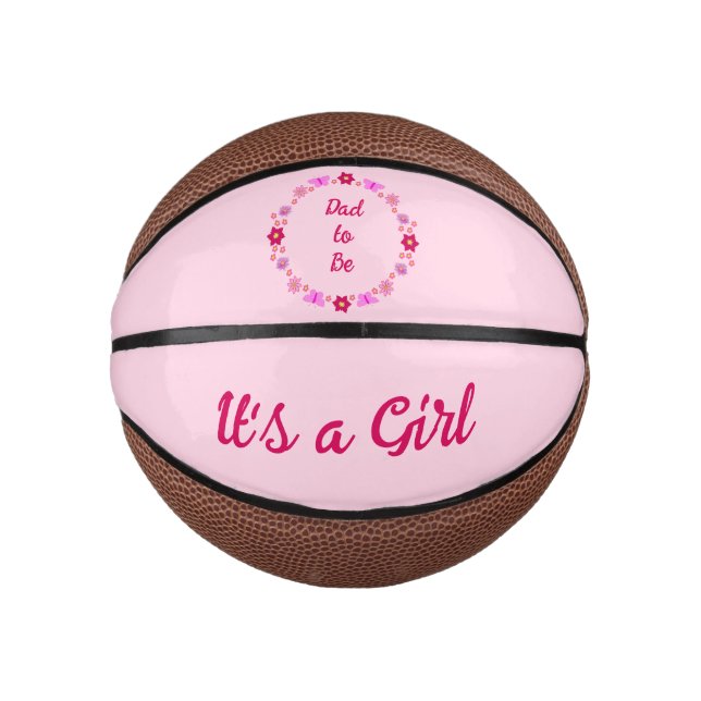 Pink Baby Girl Butterflies and Flowers Custom Mini Basketball (Front)