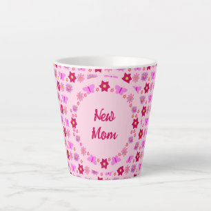 Pink Baby Girl Butterflies and Flowers Custom Mum Latte Mug