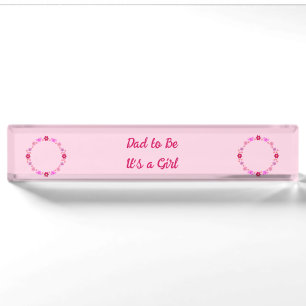 Pink Baby Girl Butterflies and Flowers Custom Nameplate
