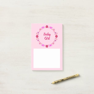 Pink Baby Girl Butterflies and Flowers Custom Post-it Notes