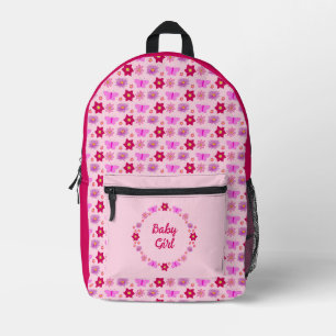 Pink Baby Girl Butterflies and Flowers Custom Printed Backpack