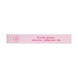 Pink Baby Girl Butterflies and Flowers Custom Wraparound Address Label