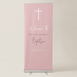 Pink Baby Girl Calligraphy Baptism Welcome Sign