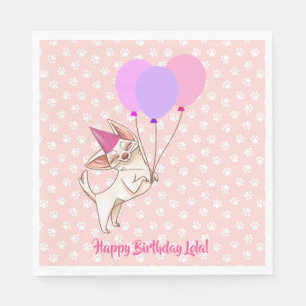Pink Baby Girl Chihuahua Birthday Napkins