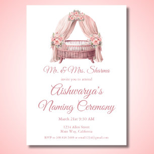 Pink Baby Girl Cradle Naming Ceremony  Invitation