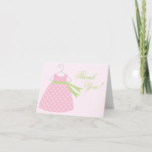 Pink Baby Girl Dress Baby Shower Thank You Card
