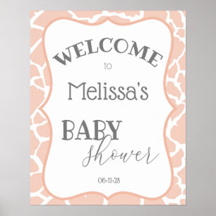 Pink Baby Girl Giraffe Baby Shower Poster