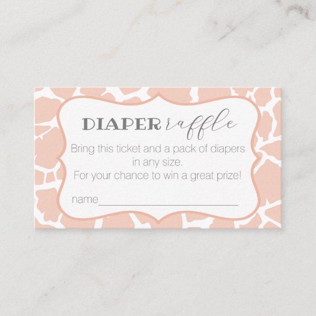 Pink Baby Girl Giraffe Diaper Raffle Enclosure Card (Front)