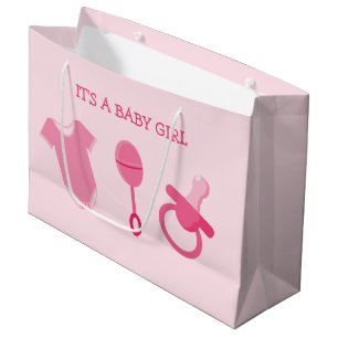 Pink Baby Girl It's a Baby Girl Large Gift Bag