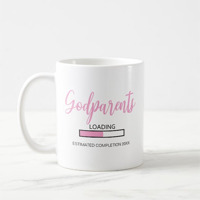 Pink Baby Girl Loading Godparents Proposal Coffee Mug (Left)