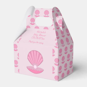 Pink Baby Girl Oyster shell and Pearl Baby Shower Favour Box