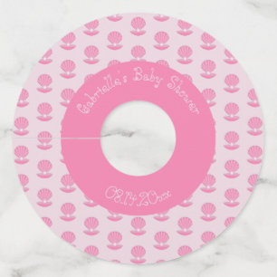 Pink Baby Girl Oyster shell and Pearl Baby Shower Wine Glass Tag