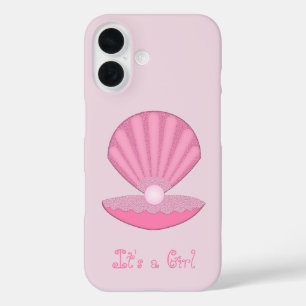 Pink Baby Girl Oyster shell and Pearl Custom iPhone 16 Case