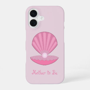 Pink Baby Girl Oyster shell and Pearl Mother to Be iPhone 16 Case