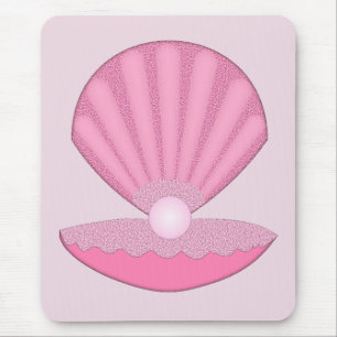 Pink Baby Girl Oyster shell and Pearl Mouse Mat