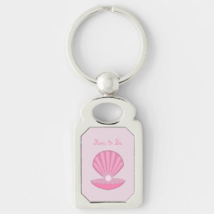 Pink Baby Girl Oyster shell and Pearl Mum to Be Key Ring