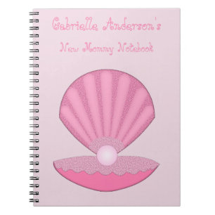 Pink Baby Girl Oyster shell and Pearl New Mum Notebook