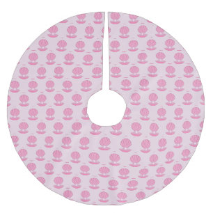 Pink Baby Girl Oyster shell and Pearl Patterned Brushed Polyester Tree Skirt