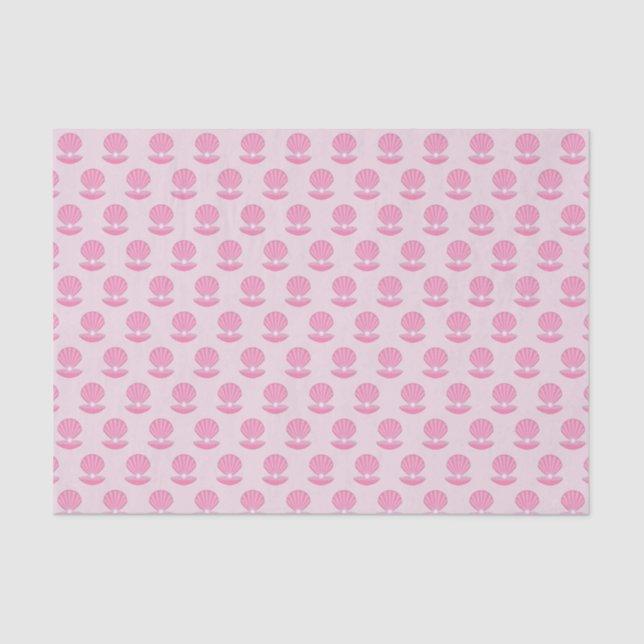 Pink Baby Girl Oyster shell and Pearl Patterned Tissue Paper (Front)