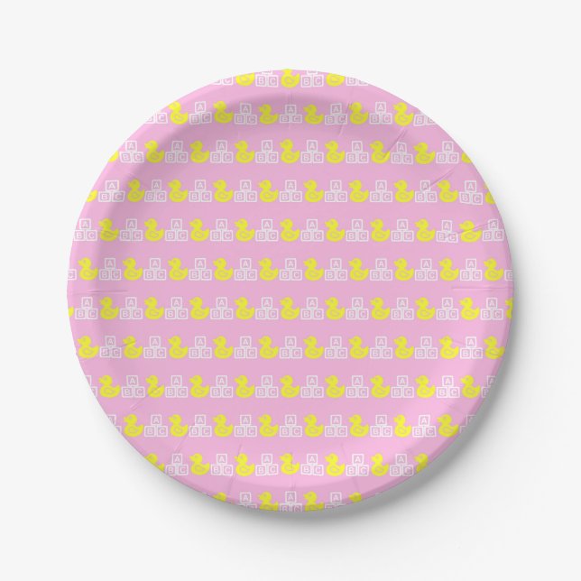 Pink Baby Girl Paper Plate (Front)