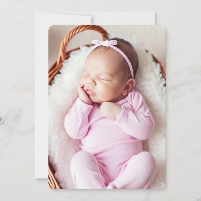 Pink Baby girl photo birth Announcement Card (Front)