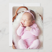 Pink Baby girl photo birth Announcement Card