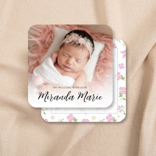 Pink Baby Girl Photo Template Floral 