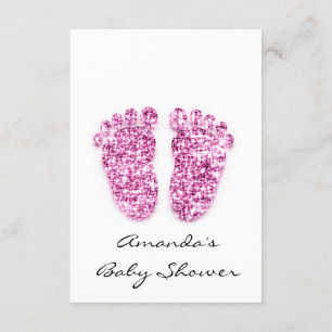 Pink Baby Girl Shower Feet White Fuchsia Invitation