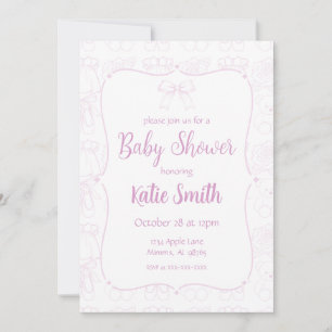 Pink Baby Girl Shower Invitation