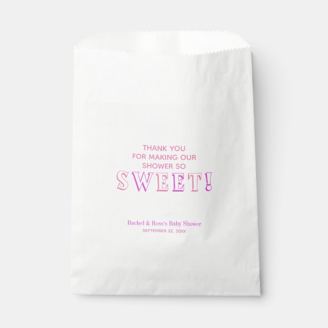 Pink Baby Girl Shower Sweet Candy Buffet Favour Bags (Front)