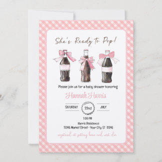 Pink Baby Girl Soda Ready to POP Baby Shower Invitation