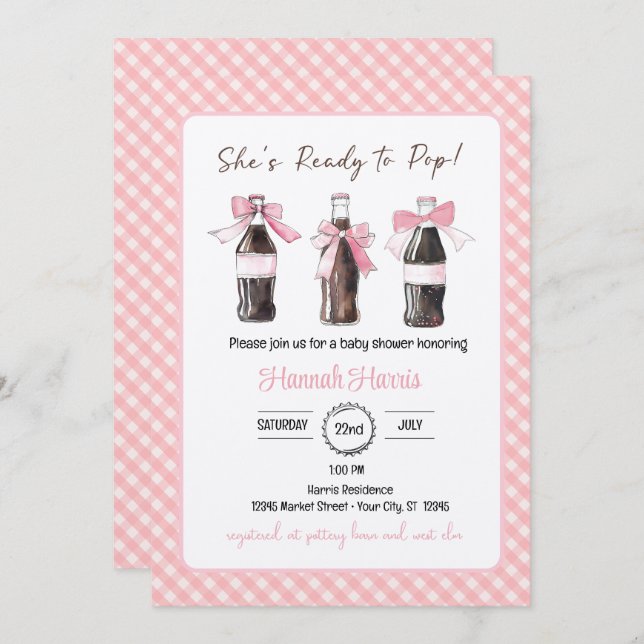Pink Baby Girl Soda Ready to POP Baby Shower  Invitation (Front/Back)