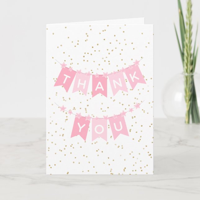 Pink Baby Girl Thank You Card (Front)