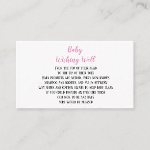 Pink Baby Girl Wishing Well Baby Shower Mini Cards