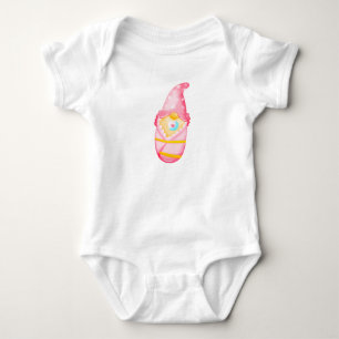 Pink baby Gnome Girl Watercolor Bodysuit