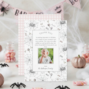 Pink Baby Halloween Spiders Thank You Card