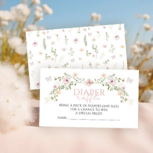 Pink Baby  in Bloom Baby Girl Shower Diaper Raffle Enclosure Card