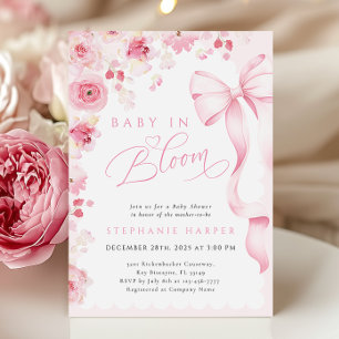 Pink Baby In Bloom Baby Shower Invitation