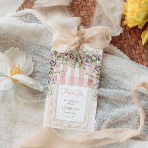 Pink Baby in Bloom Baby Shower Thank you tag