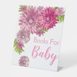 Pink Baby In Bloom Brunch Shower Books Pedestal Sign
