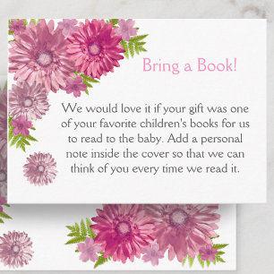 Pink Baby In Bloom Brunch Shower Bring A Book Enclosure Card