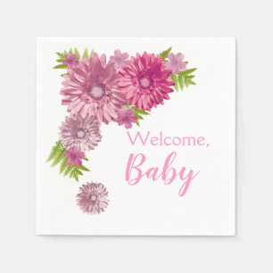 Pink Baby In Bloom Brunch Shower  Napkin