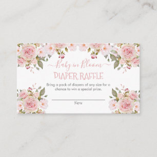 Pink Baby in Bloom Floral Diaper Raffle Enclosure Card