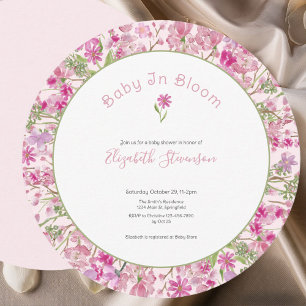Pink Baby In Bloom Floral Girl Baby Shower Invitation