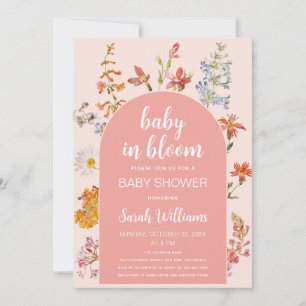 Pink Baby in Bloom Floral Girl Shower Wildflowers  Invitation