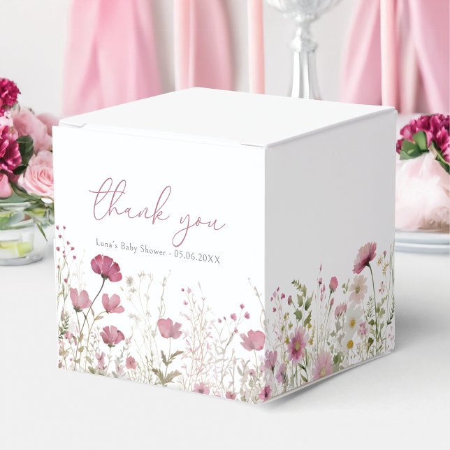Pink Baby In Bloom Floral Wildflower Baby Shower Favour Box (Creator Uploaded)