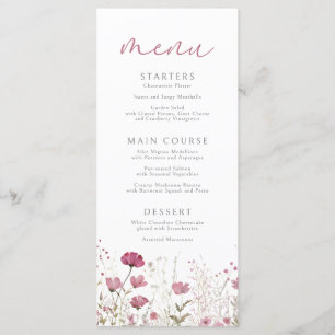 Pink Baby In Bloom Floral Wildflower Baby Shower Menu