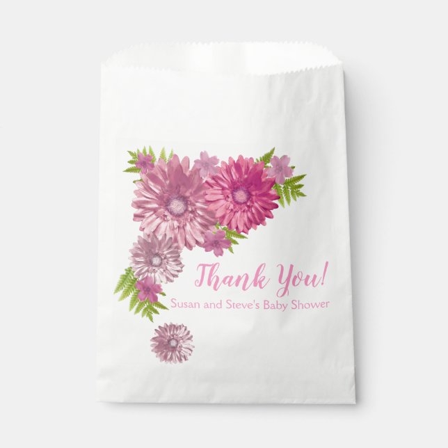 Pink Baby In Bloom Girl Baby Shower Favour Bags (Front)