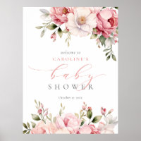Pink Baby In Bloom Girl Baby Shower Welcome Sign