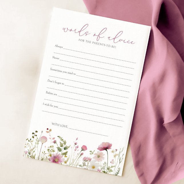 Pink Baby In Bloom Wildflower Baby Advice Card (Creator Uploaded)